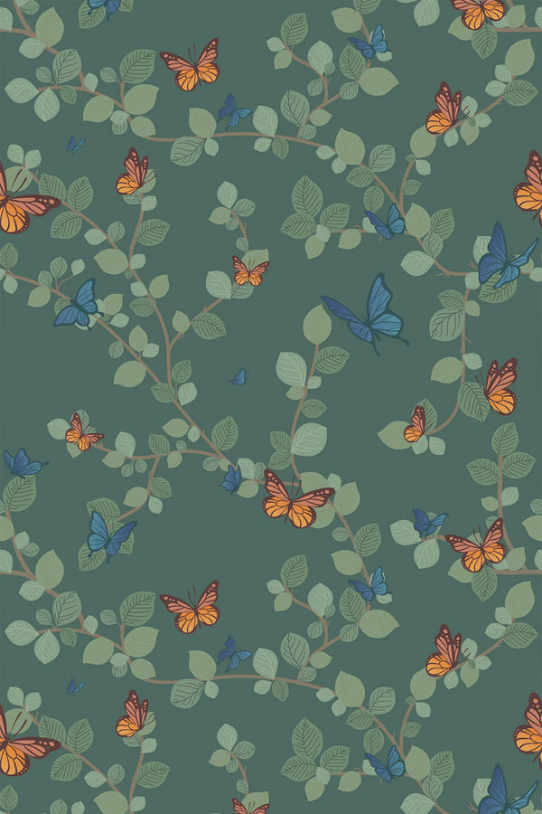 Whimsical green wallpaper