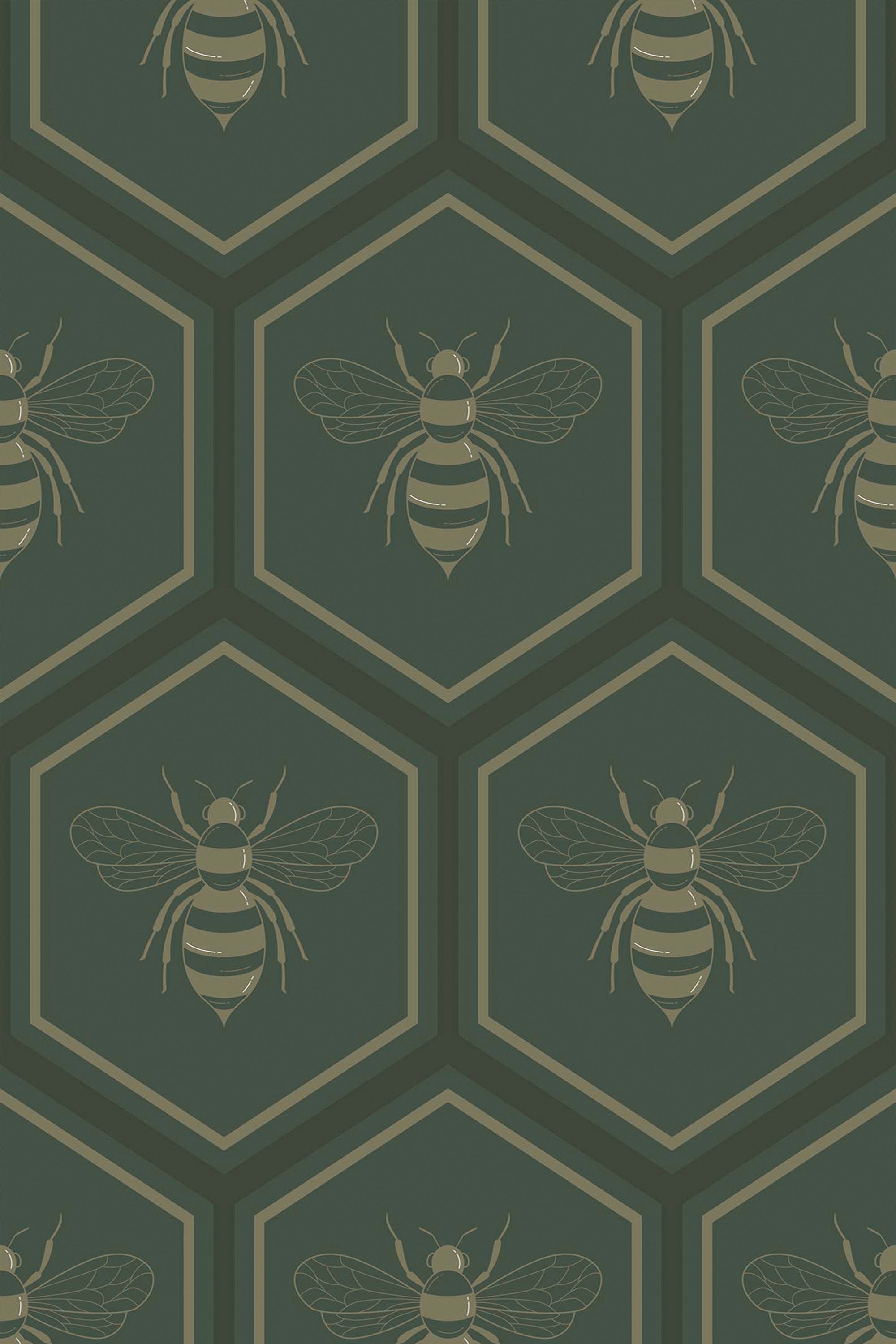Art deco hexagon bee peel and stick wallpaper