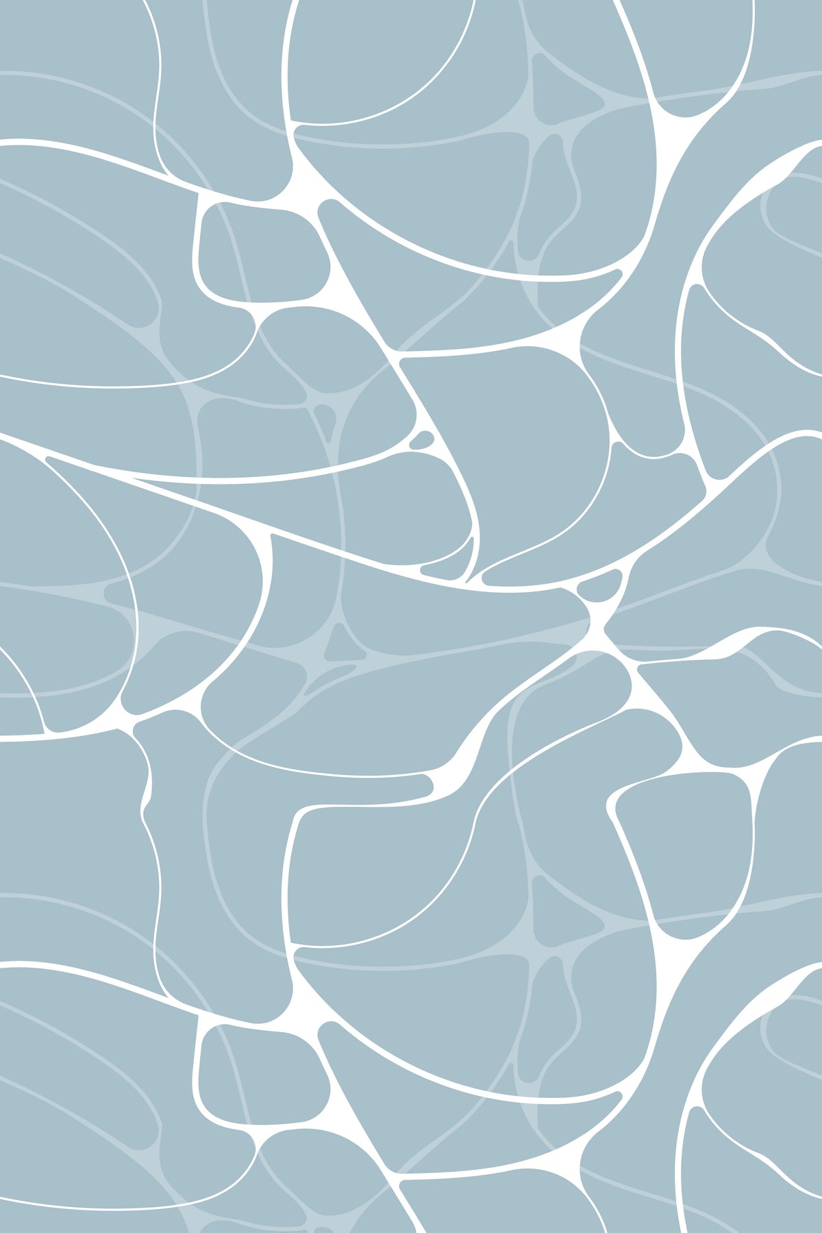 Abstract light blue wallpaper pattern with white organic lines forming a fluid, web-like pattern.
