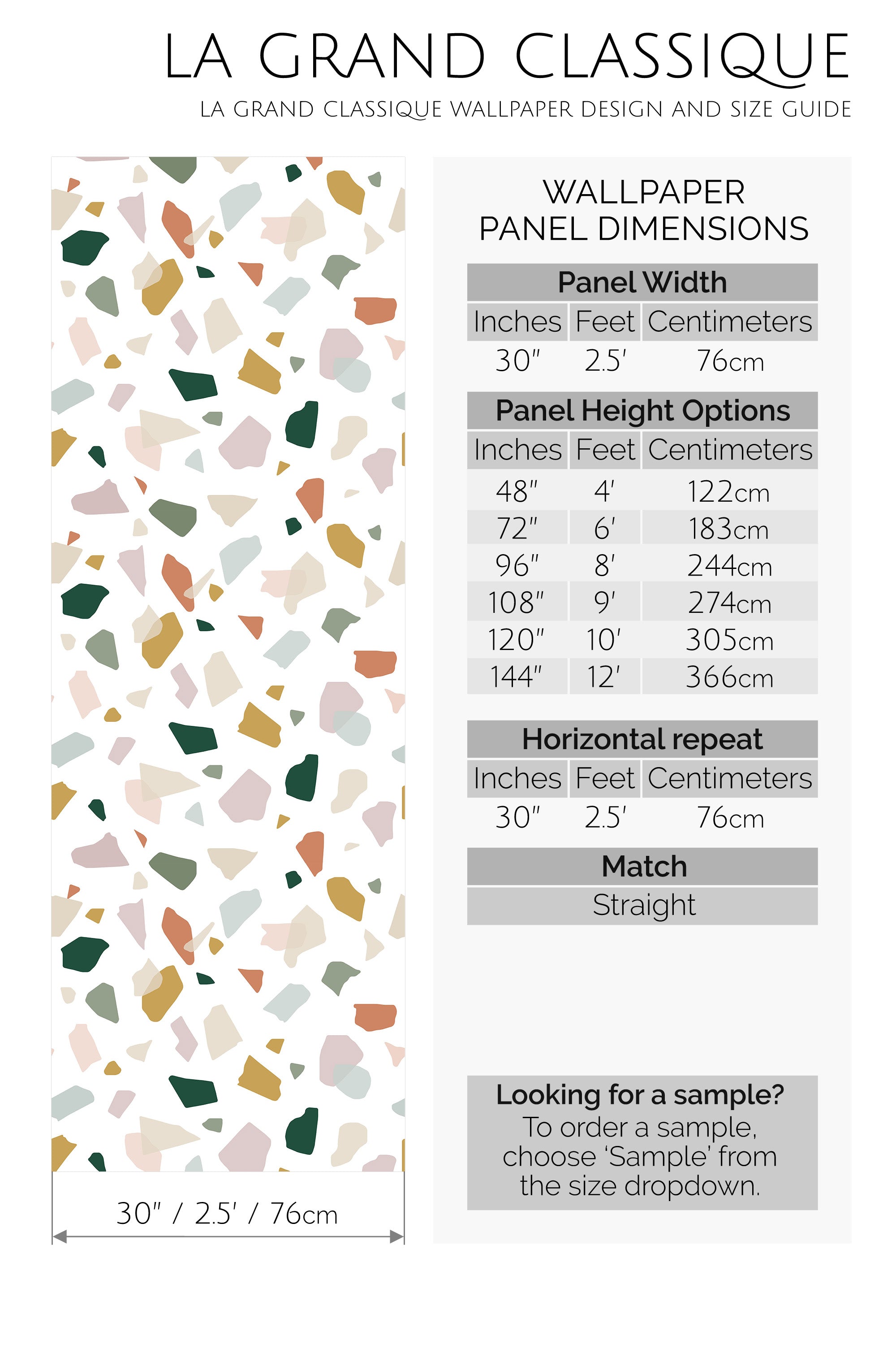 anita terrazzo peel and stick wallpaper specifiation