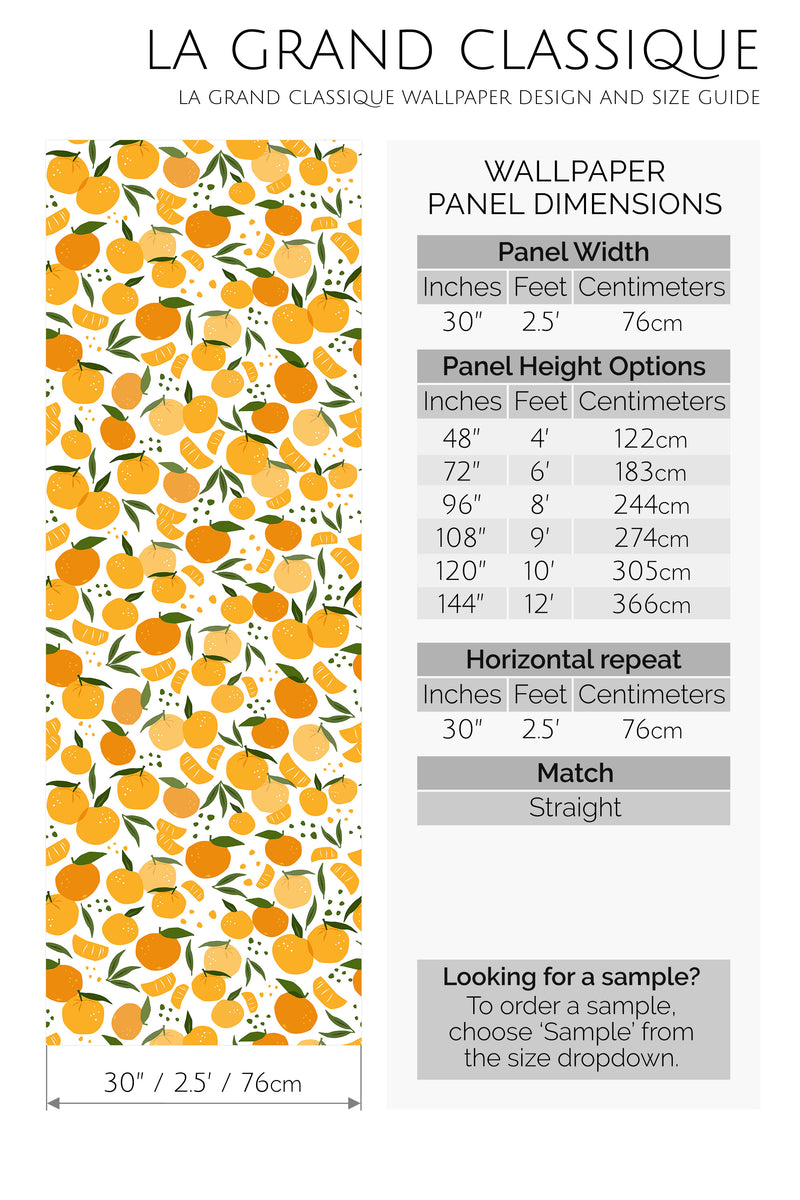 seamless orange fruit peel and stick wallpaper specifiation