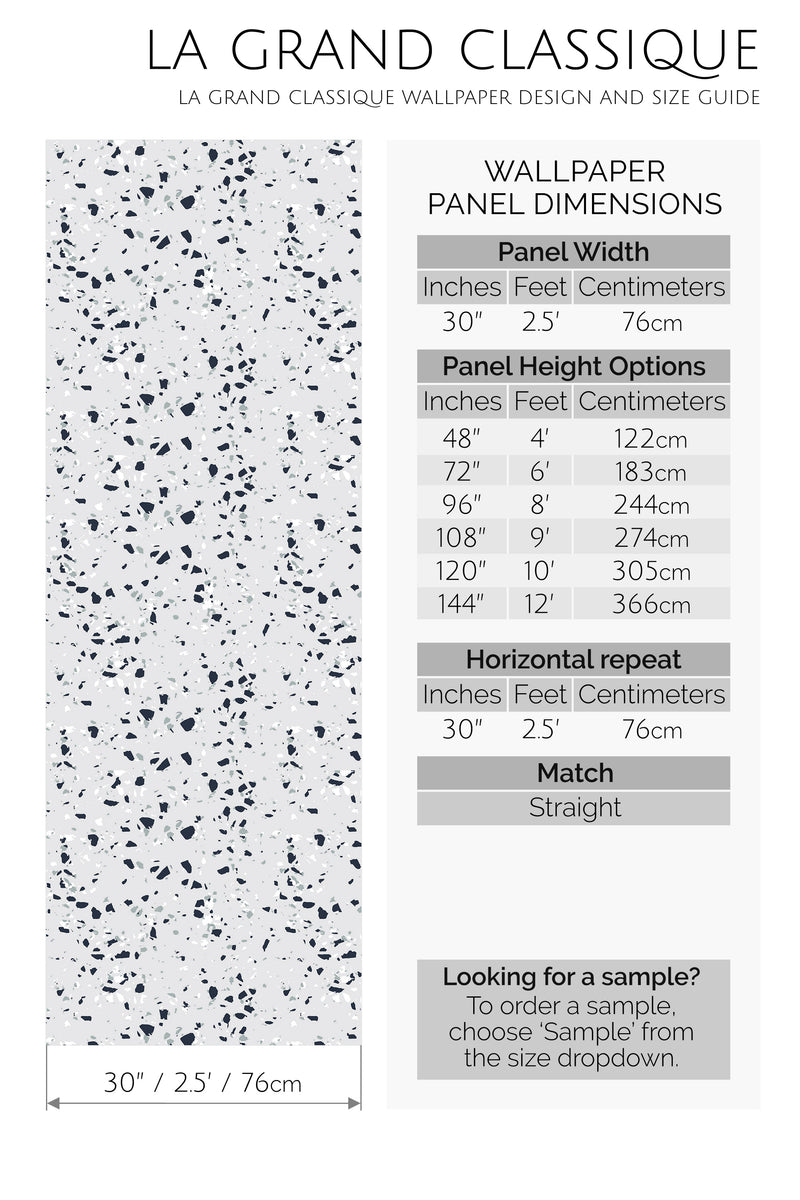 terrazzo pattern peel and stick wallpaper specifiation