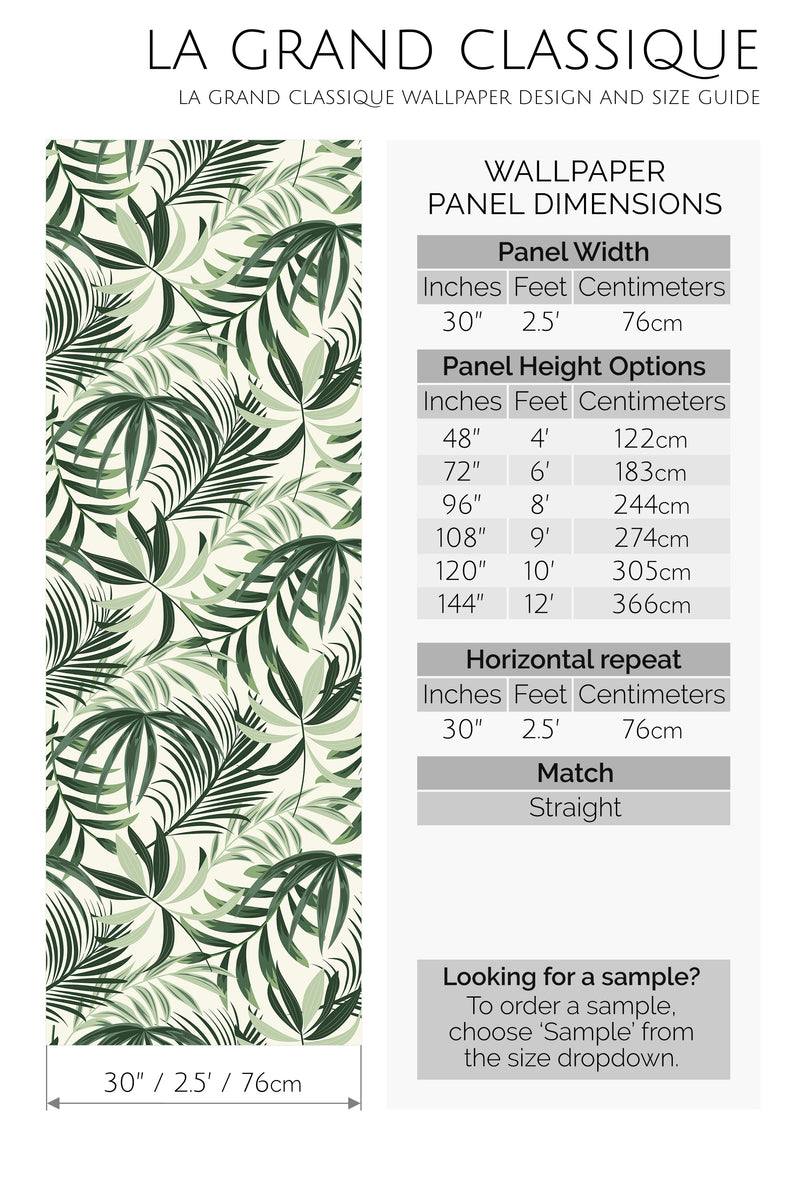 green tropical leaf peel and stick wallpaper specifiation