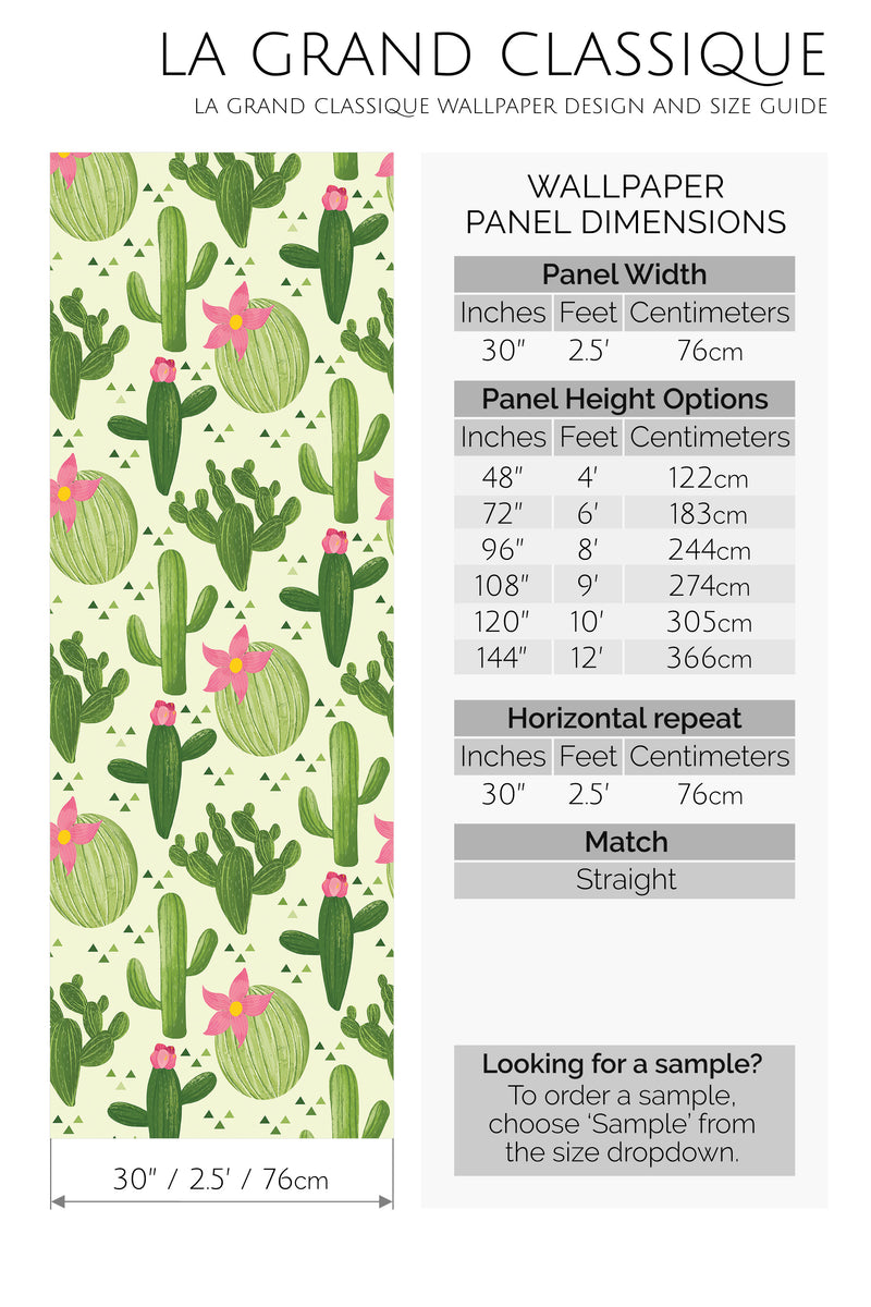 cactus pattern peel and stick wallpaper specifiation