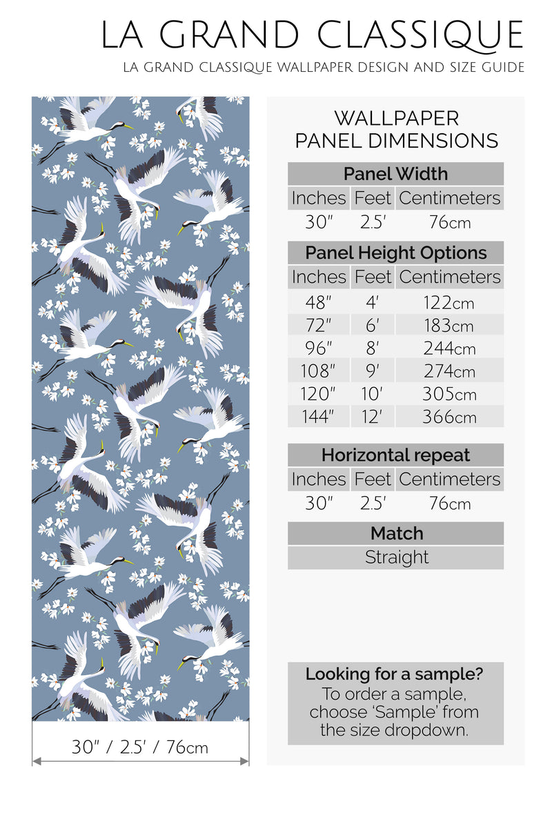 heron pattern peel and stick wallpaper specifiation