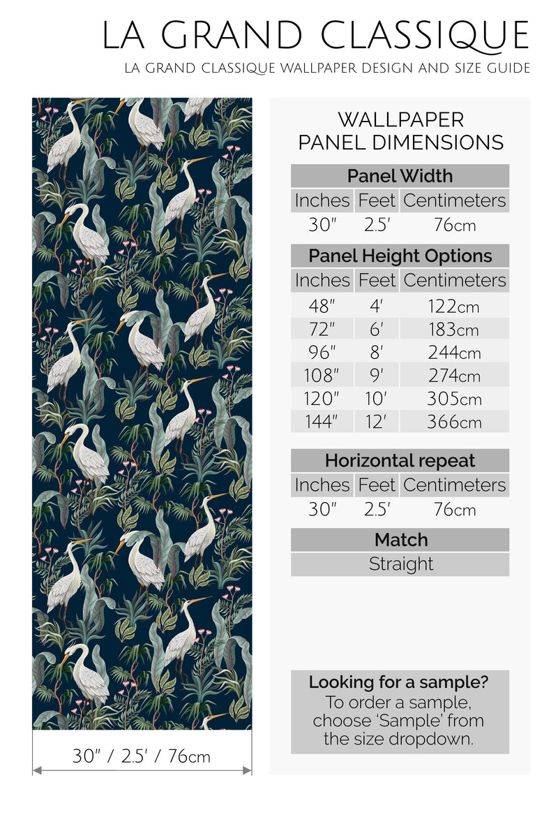 crane pattern peel and stick wallpaper specifiation