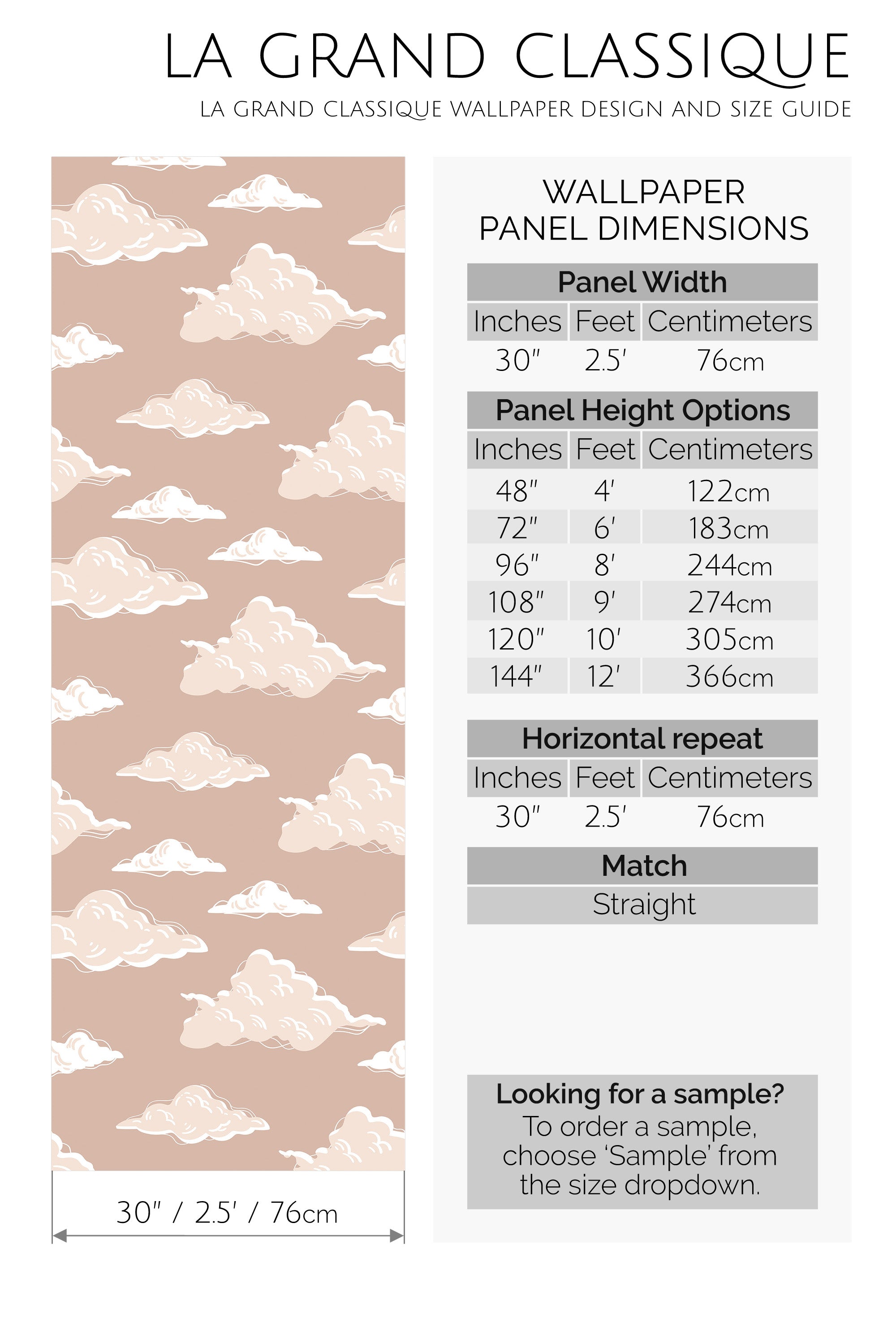 neutral cloud peel and stick wallpaper specifiation