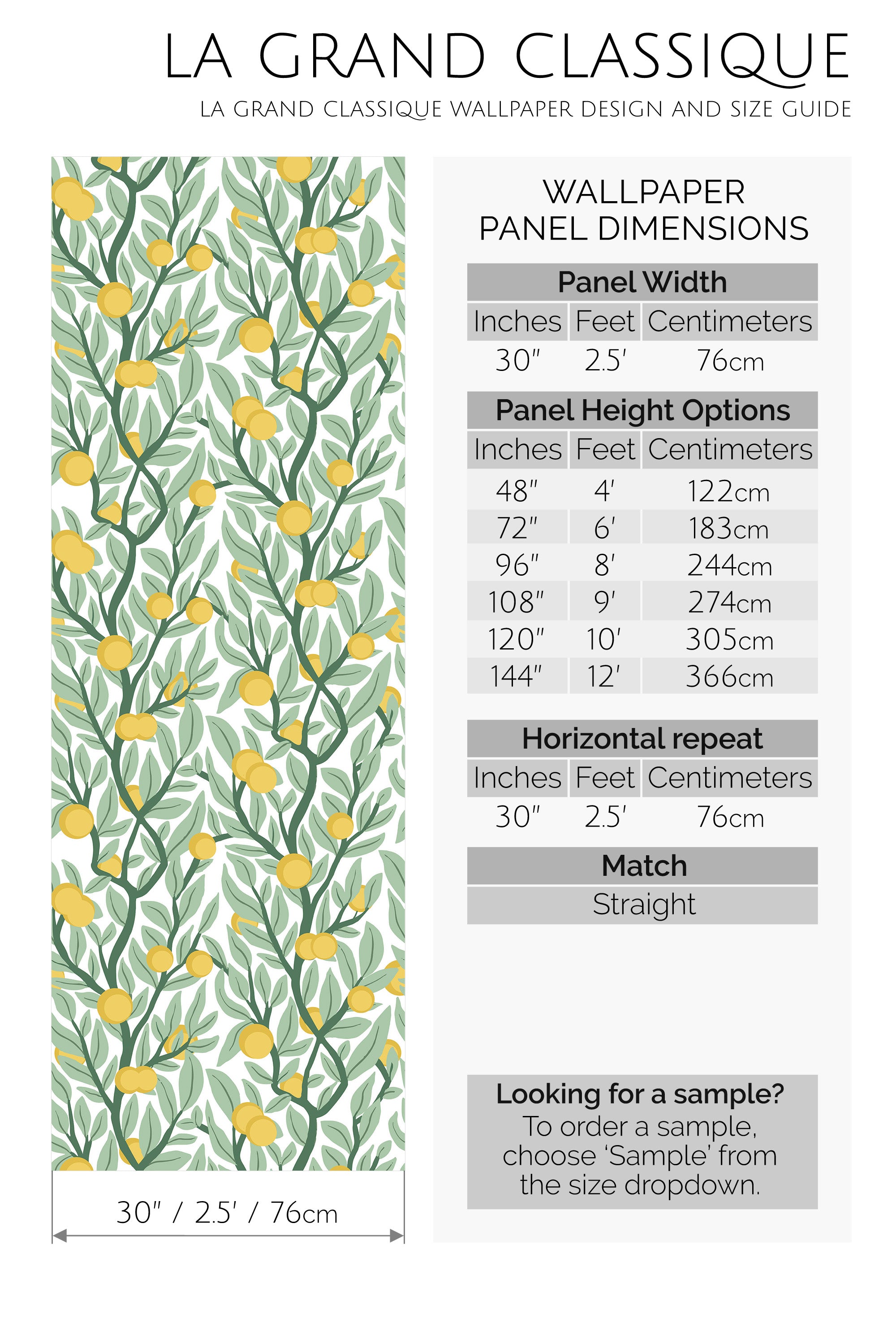 citrus tree green peel and stick wallpaper specifiation