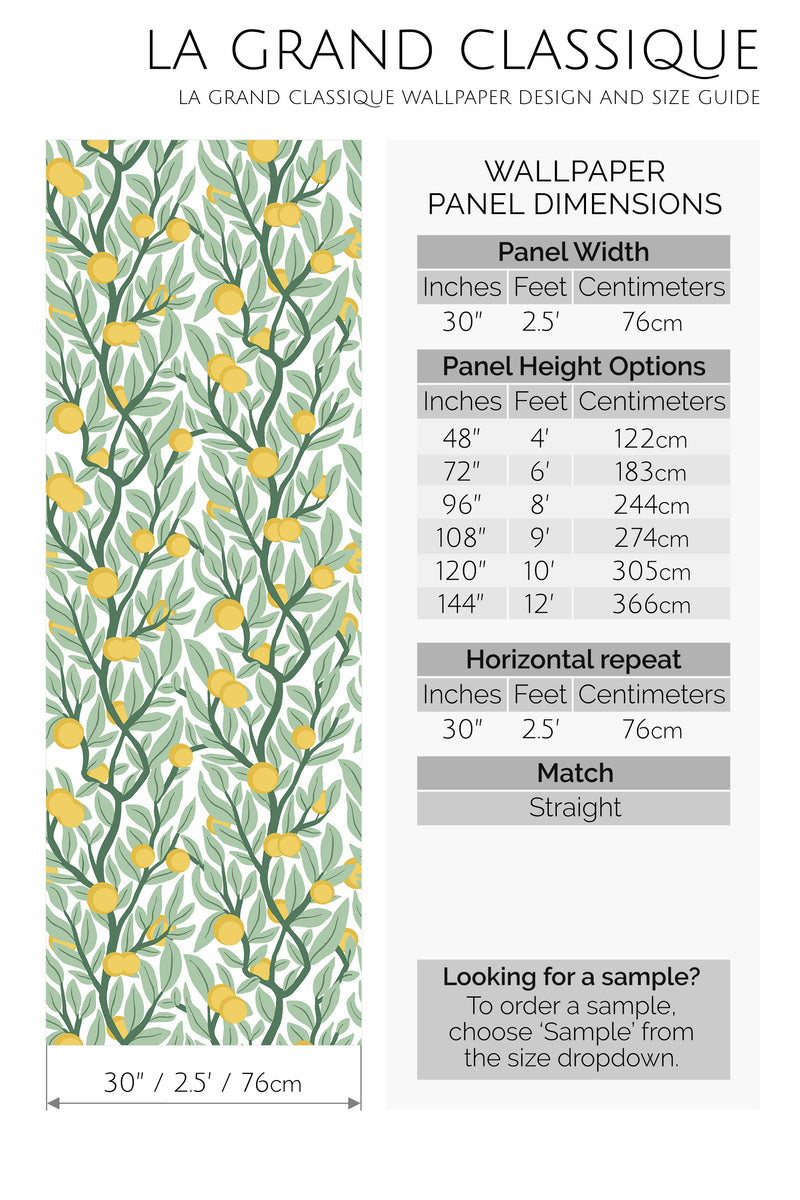 citrus tree green peel and stick wallpaper specifiation