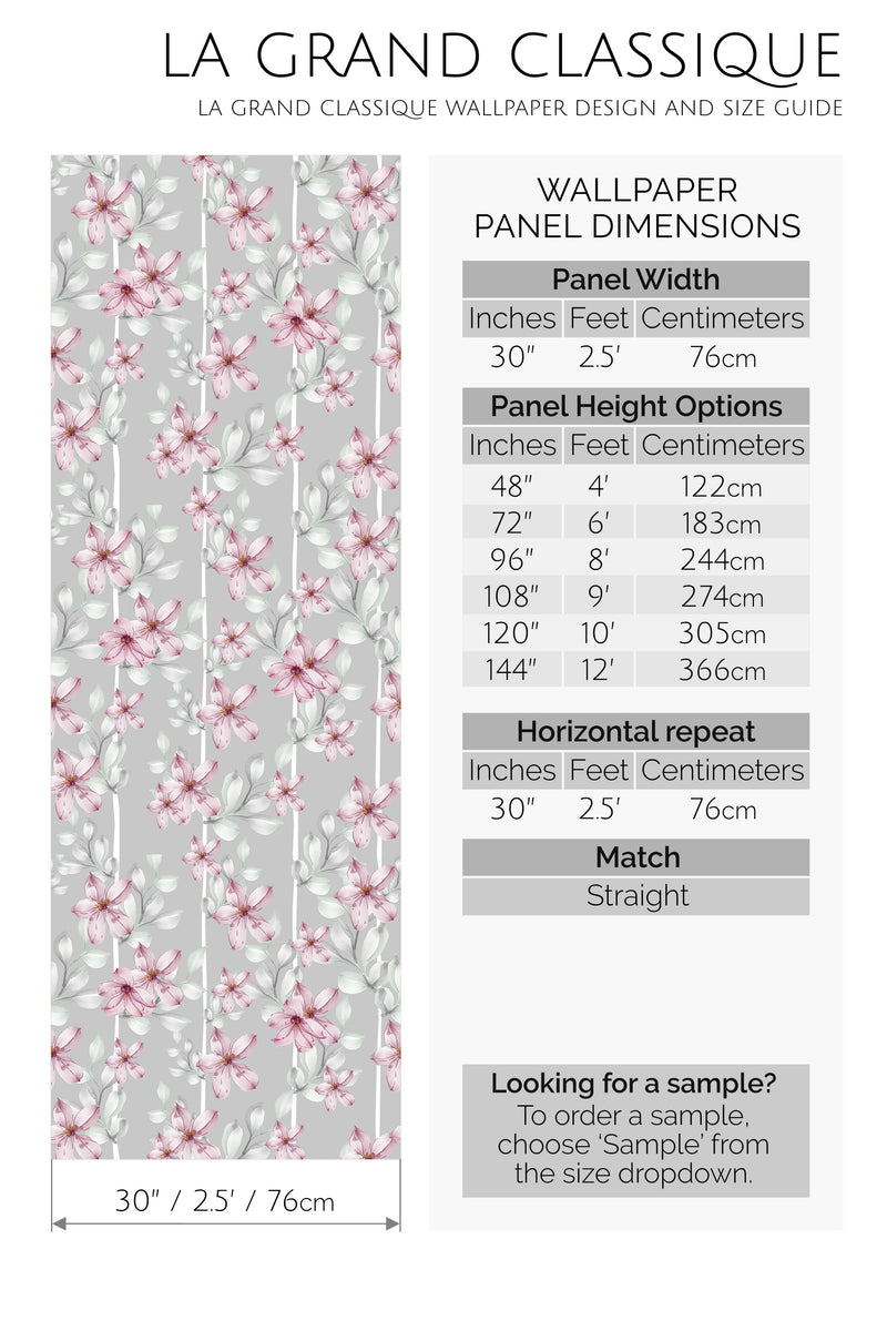 pastel floral peel and stick wallpaper specifiation