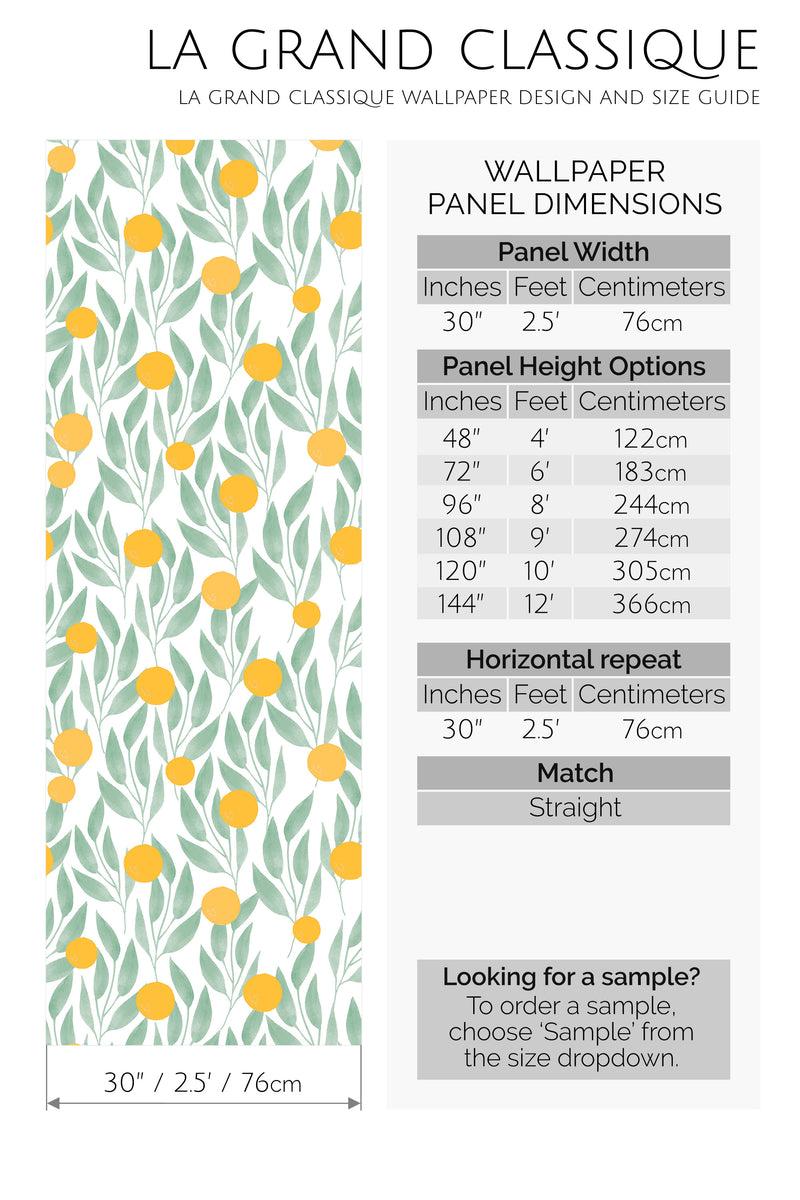 Orange tree leaf peel and stick wallpaper for walls