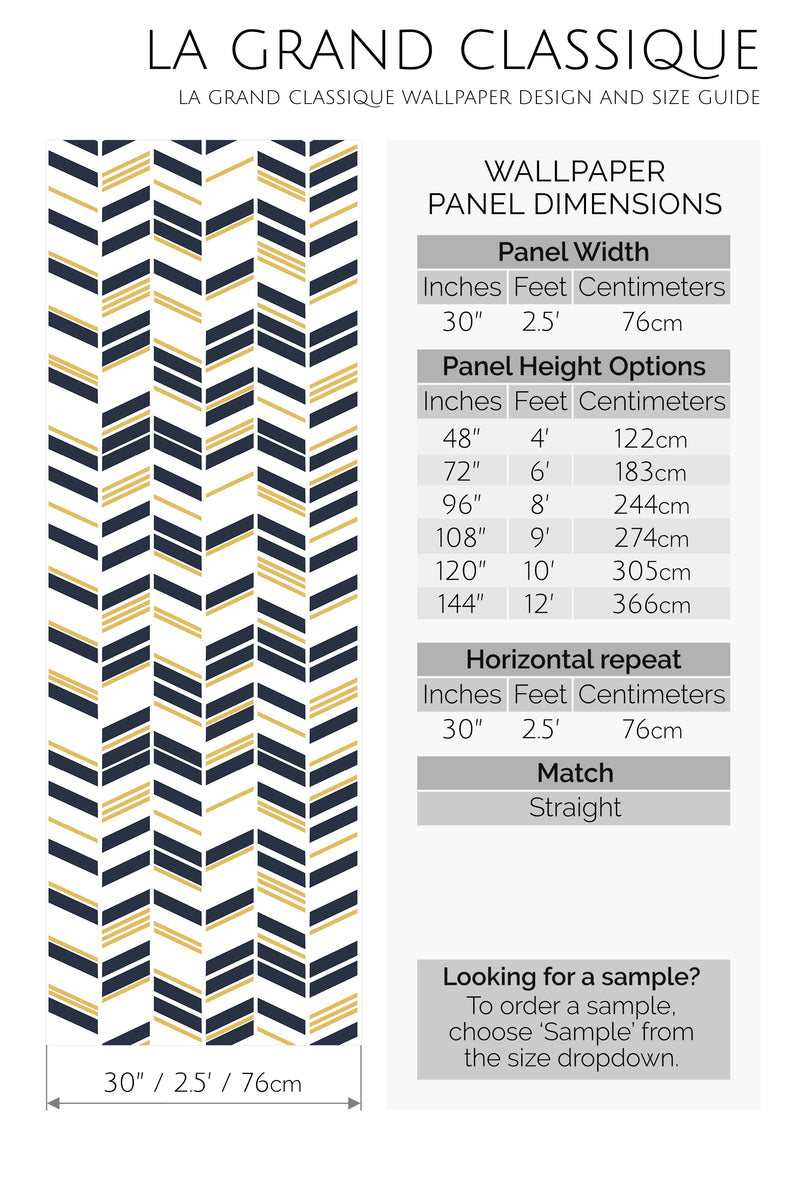 art deco chevron peel and stick wallpaper specifiation