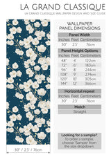 dark blue floral peel and stick wallpaper specifiation