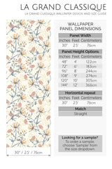 vintage neutral floral peel and stick wallpaper specifiation