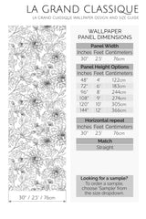 vintage floral line art peel and stick wallpaper specifiation