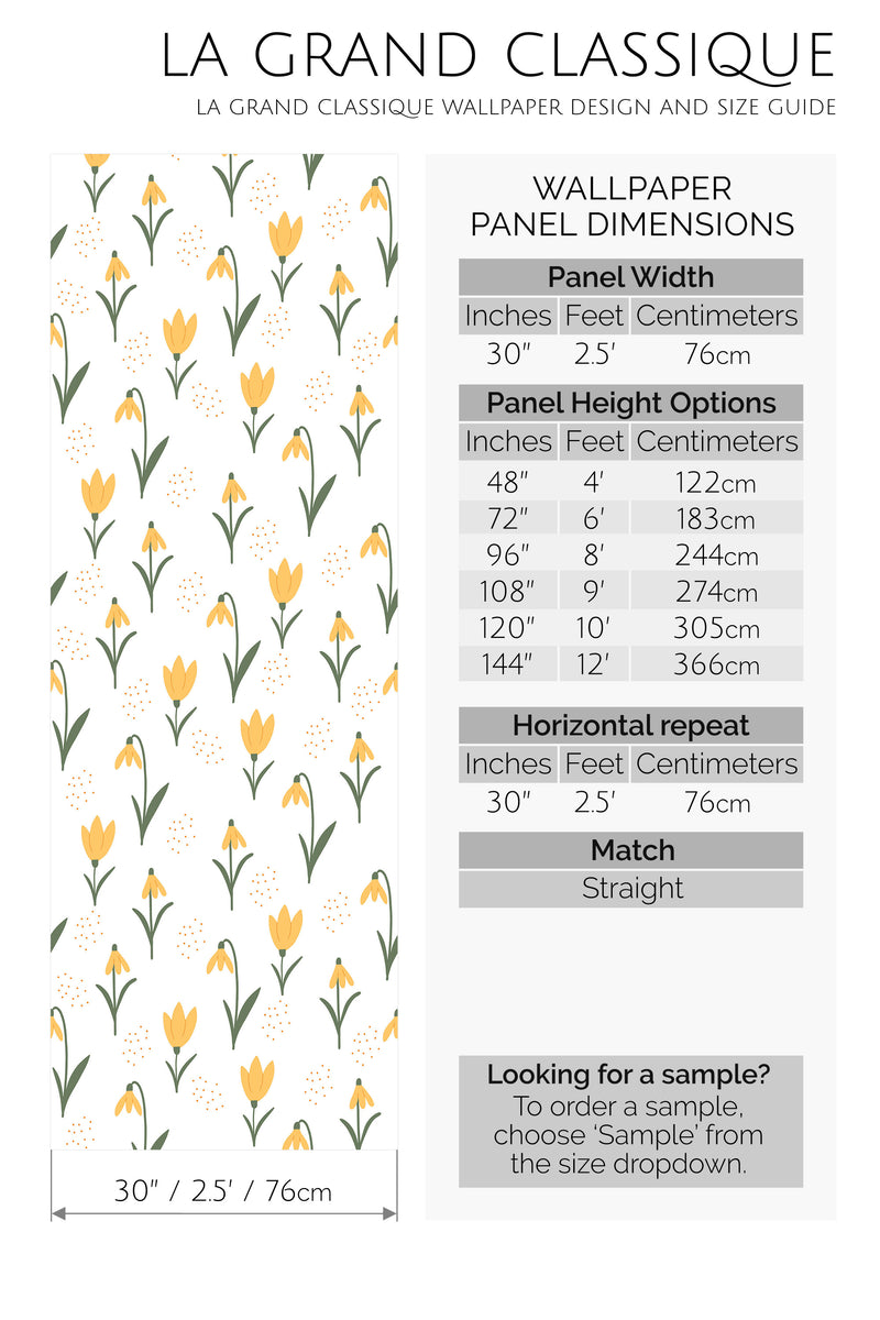 yellow tulip peel and stick wallpaper specifiation