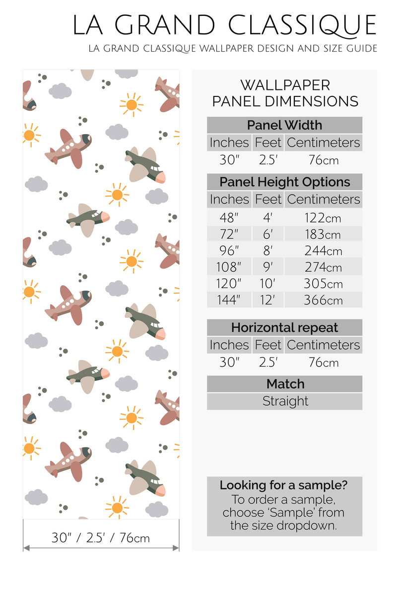 airplane peel and stick wallpaper specifiation