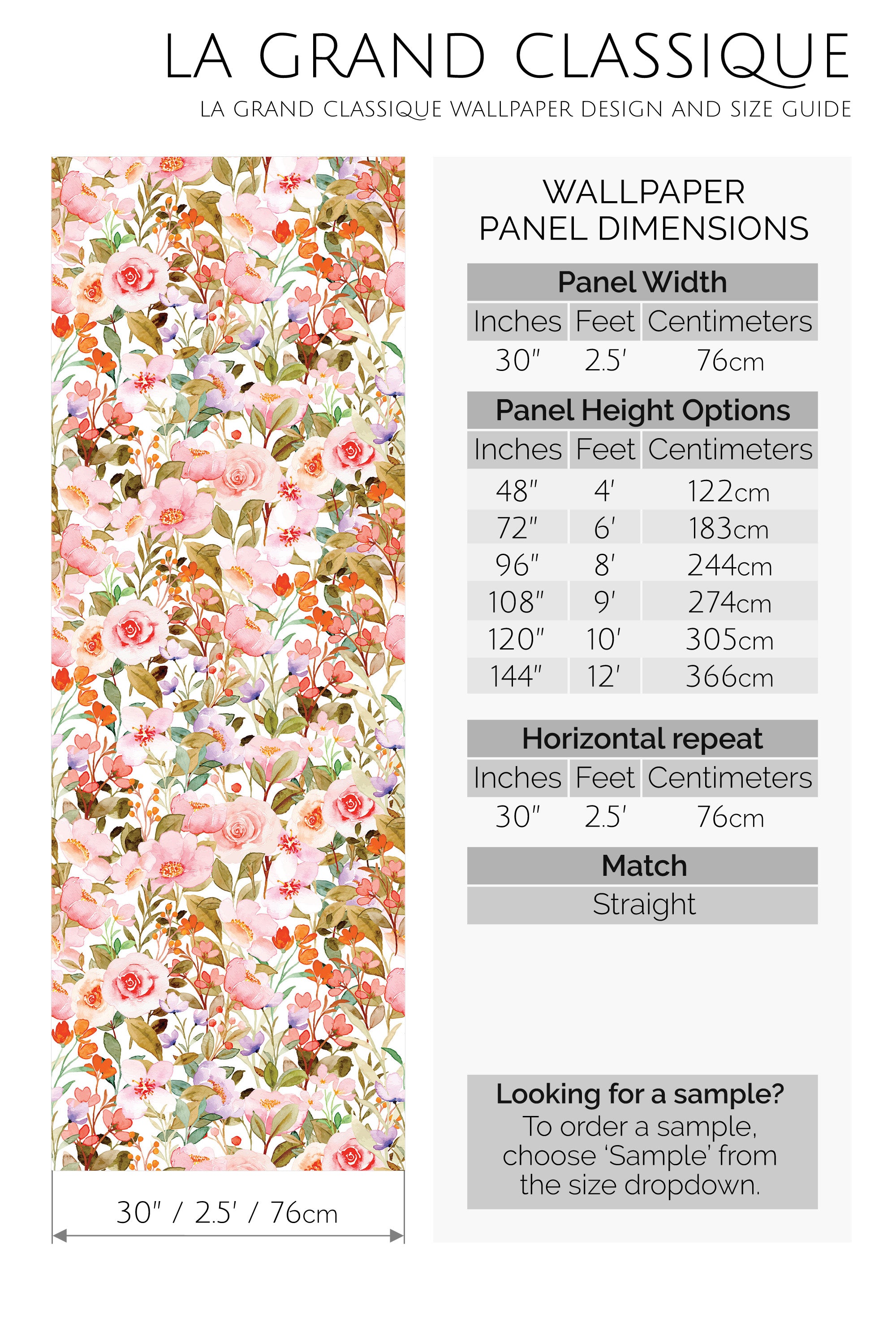 pink spring floral peel and stick wallpaper specifiation