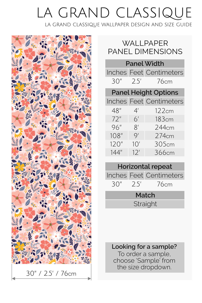 pink spring peel and stick wallpaper specifiation