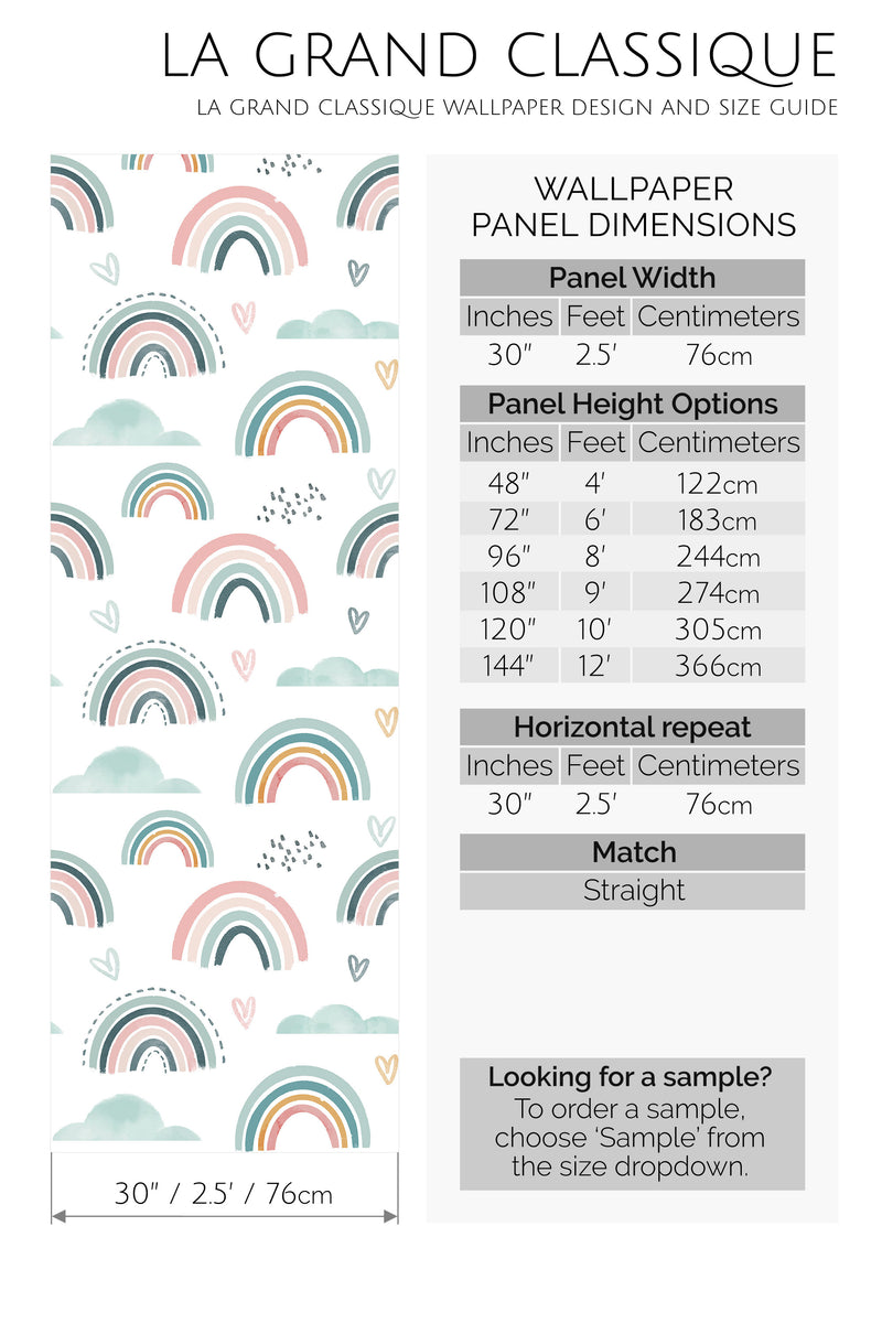 rainbow peel and stick wallpaper specifiation