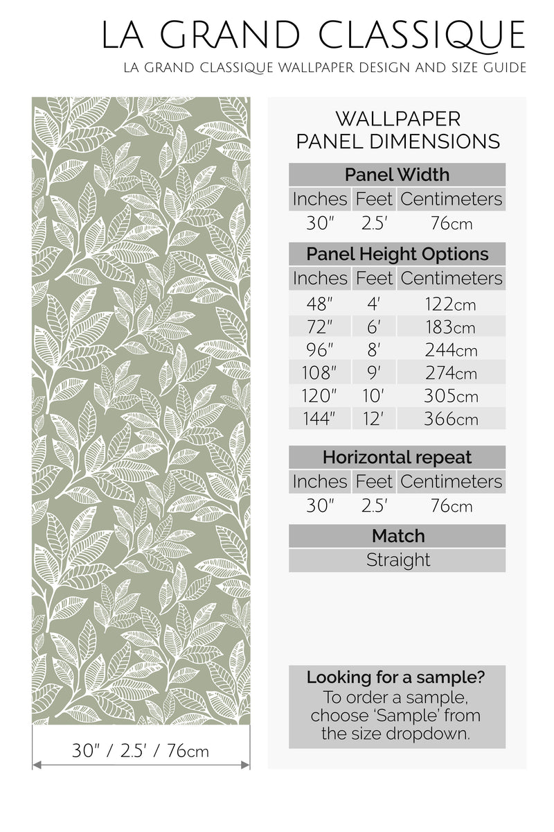 leaf line art peel and stick wallpaper specifiation