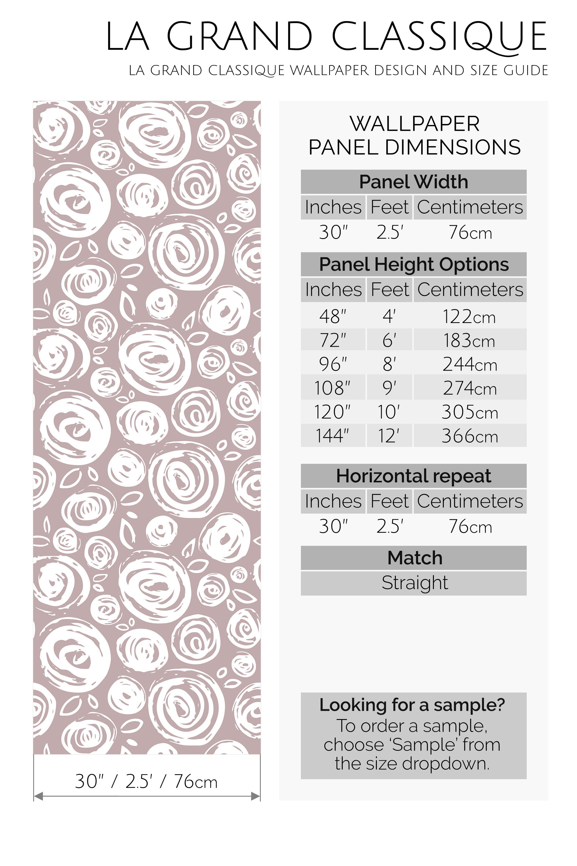 brush rose peel and stick wallpaper specifiation