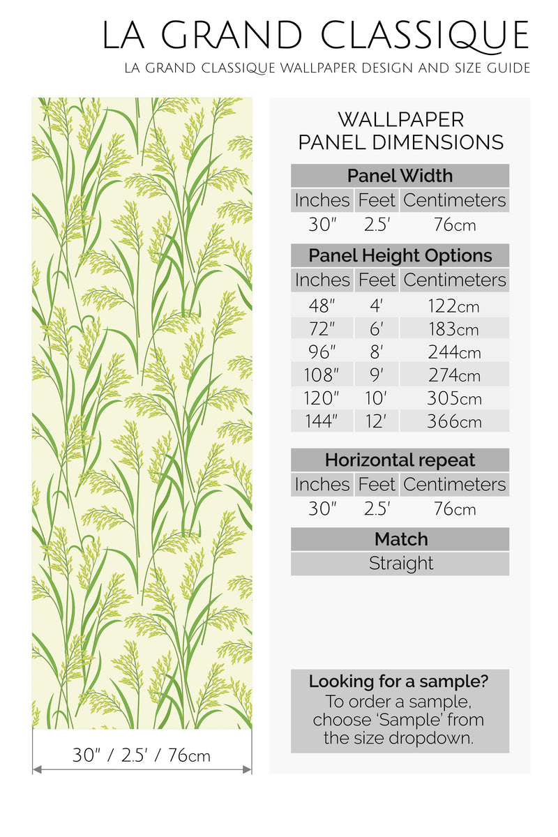 rice plant peel and stick wallpaper specifiation