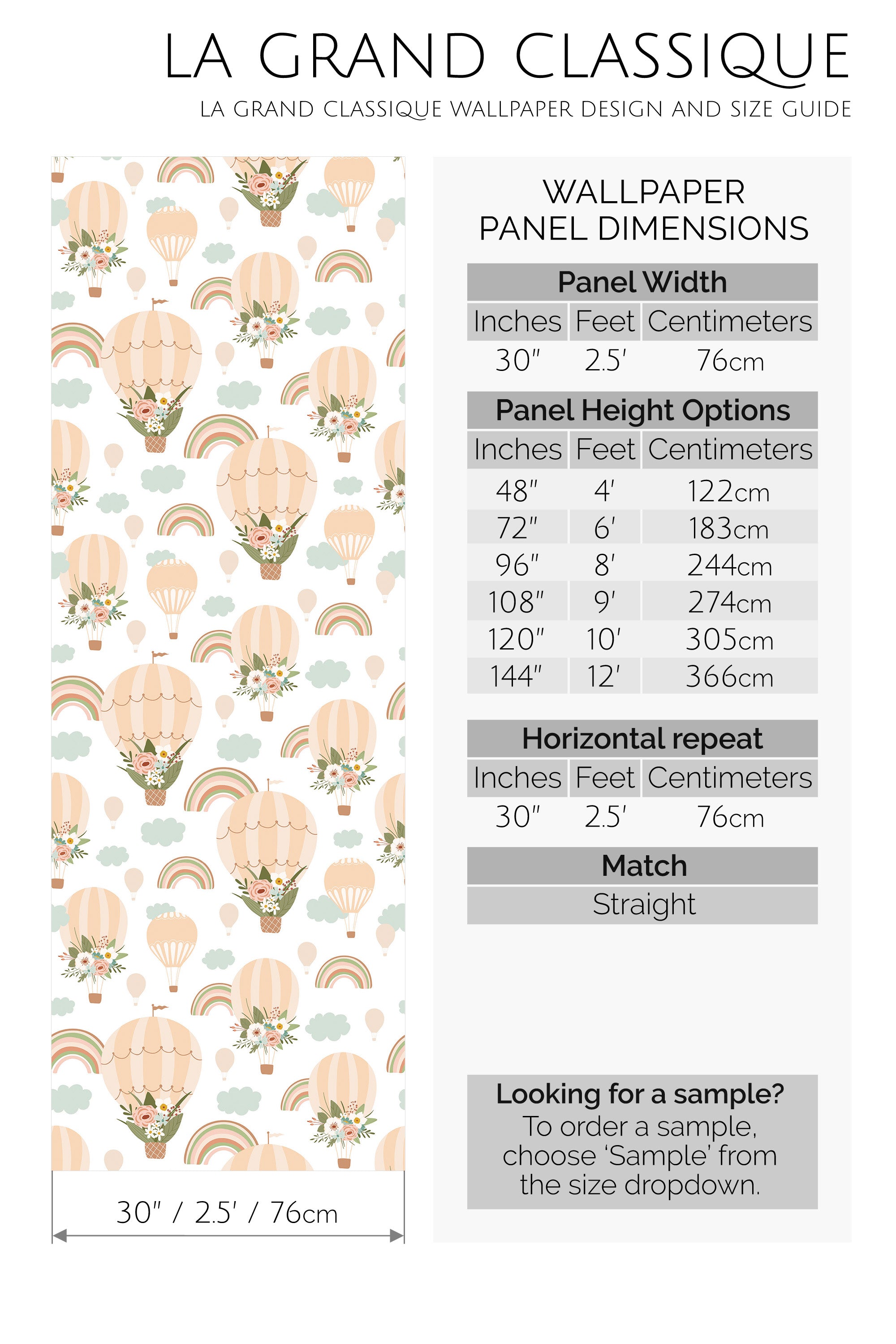 air balloon peel and stick wallpaper specifiation