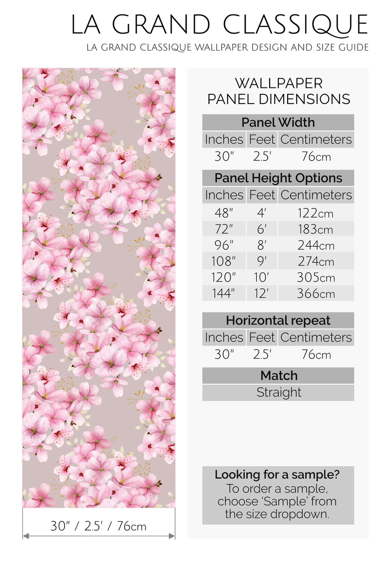 cherry blossom peel and stick wallpaper specifiation