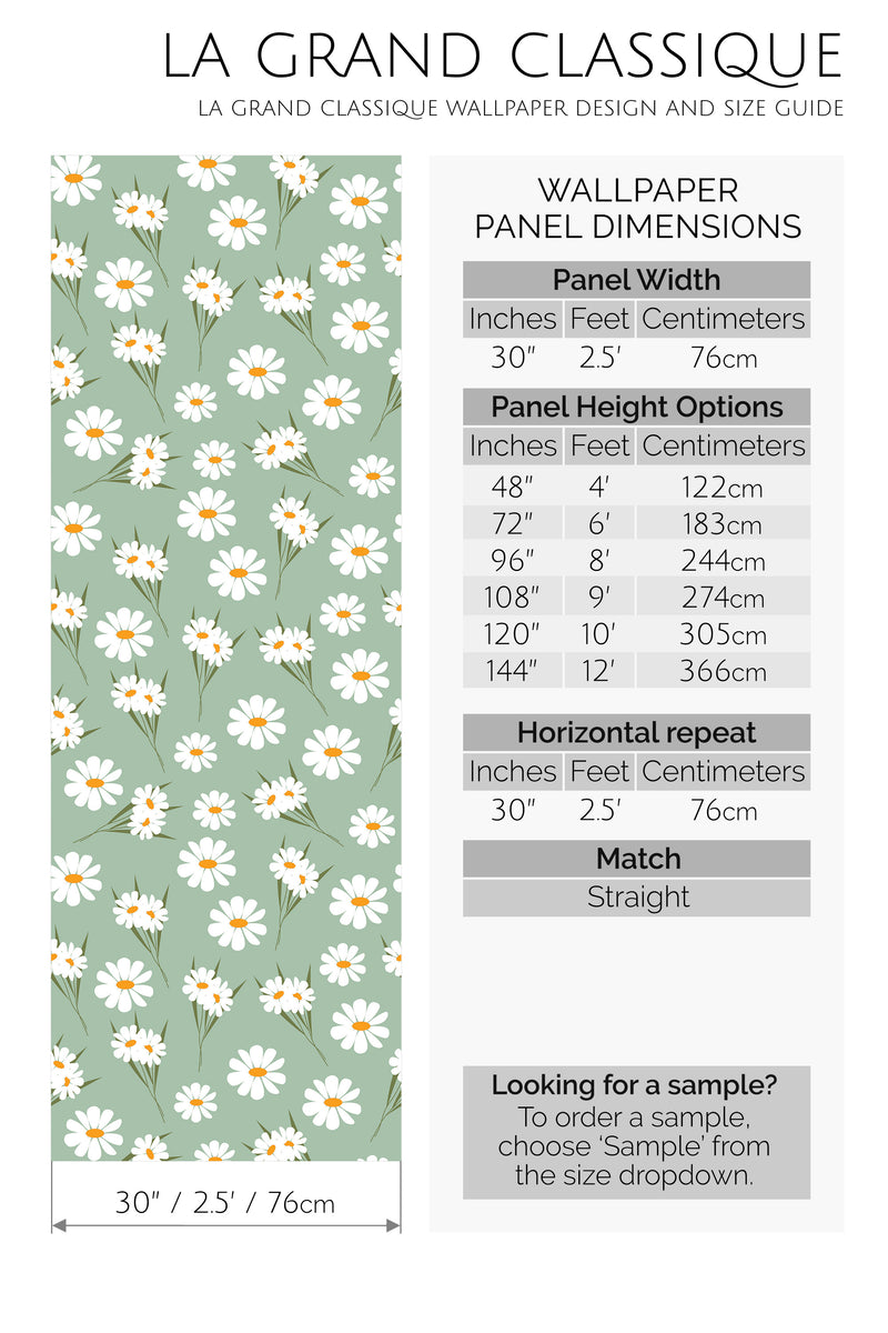 daisy peel and stick wallpaper specifiation