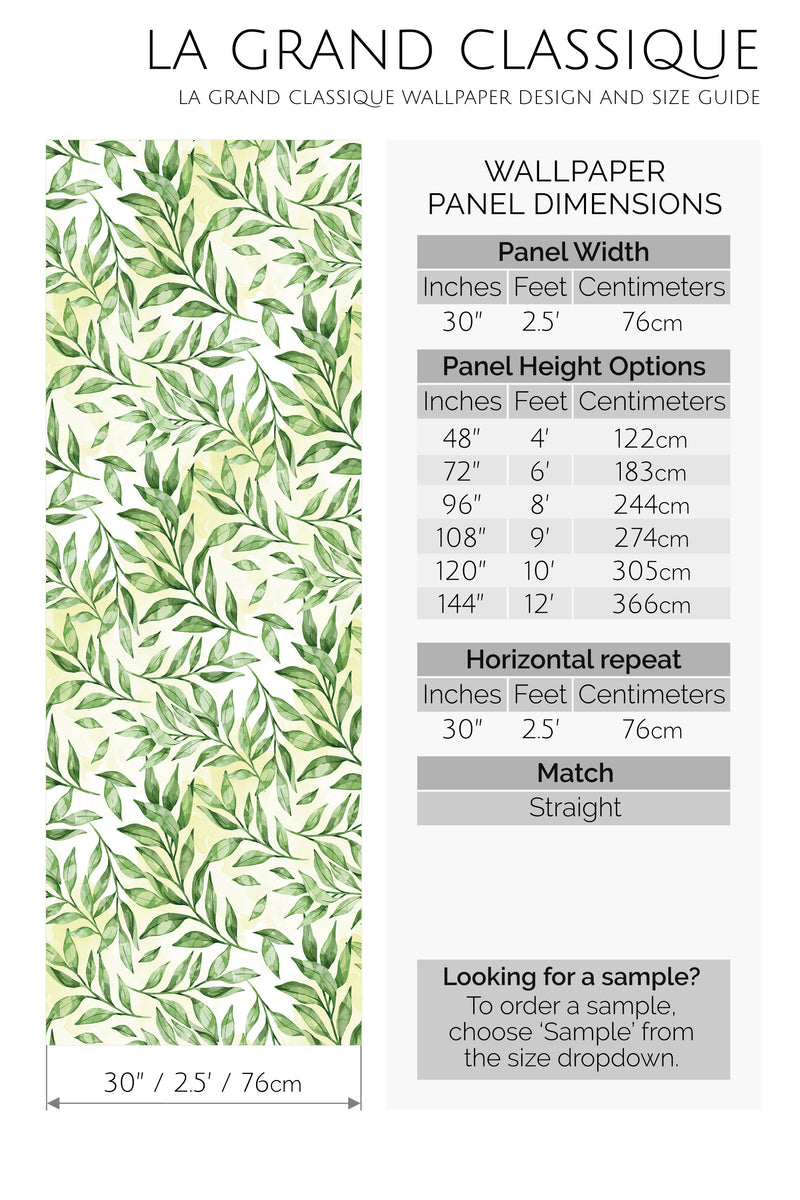 natural leaf peel and stick wallpaper specifiation