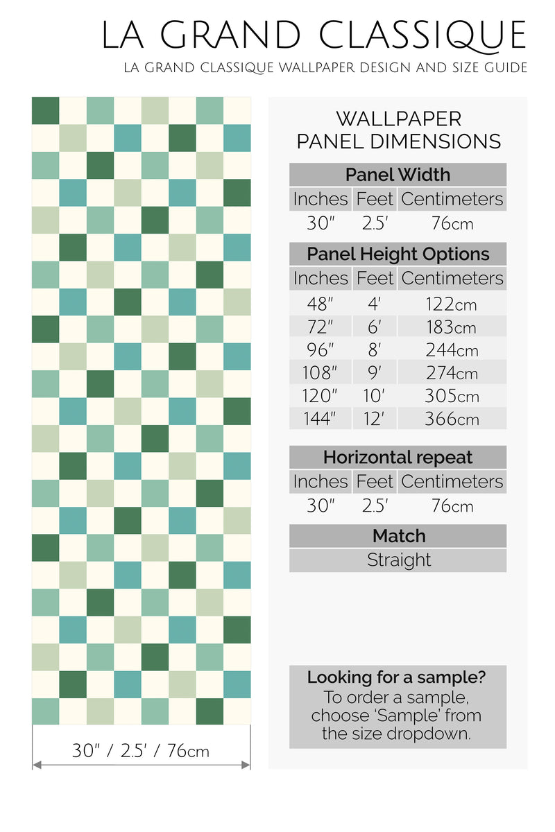 green check peel and stick wallpaper specifiation