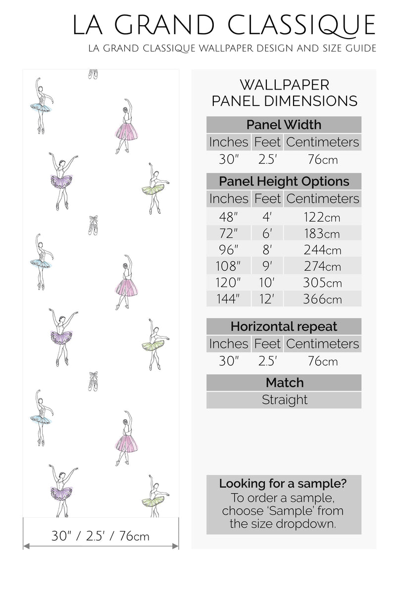 ballerina peel and stick wallpaper specifiation