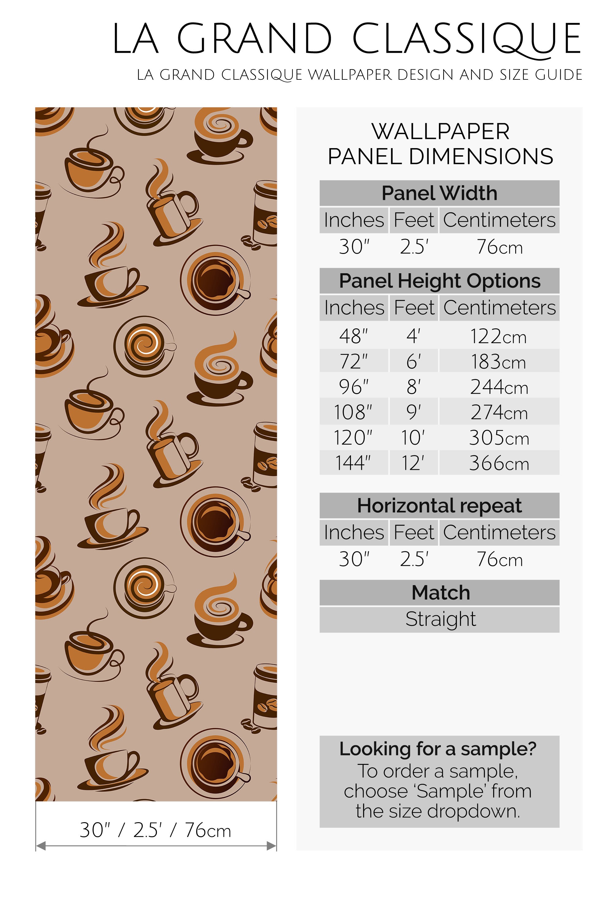 cafe peel and stick wallpaper specifiation