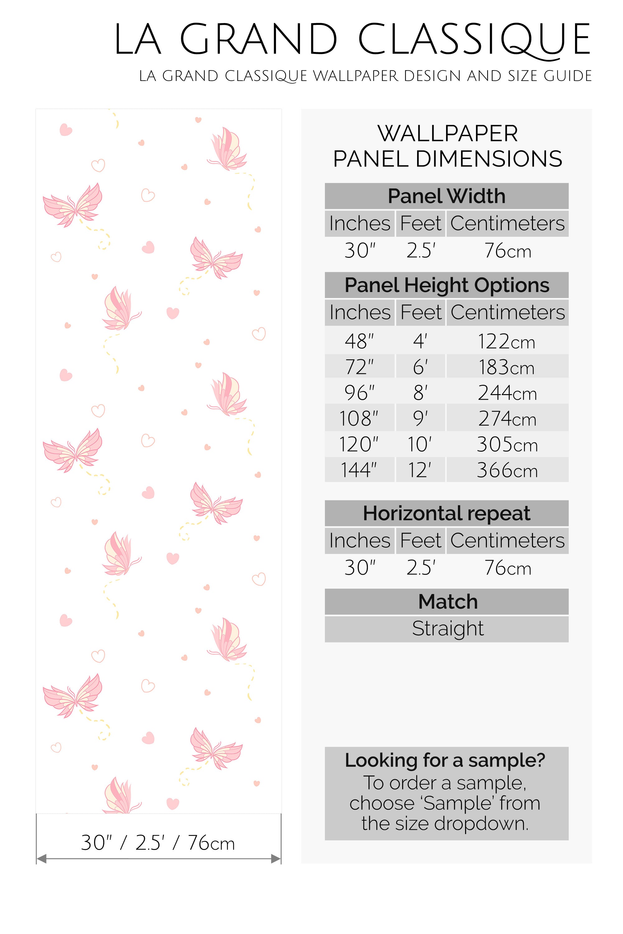 pink butterfly peel and stick wallpaper specifiation
