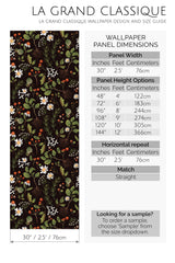 dark floral autumn peel and stick wallpaper specifiation