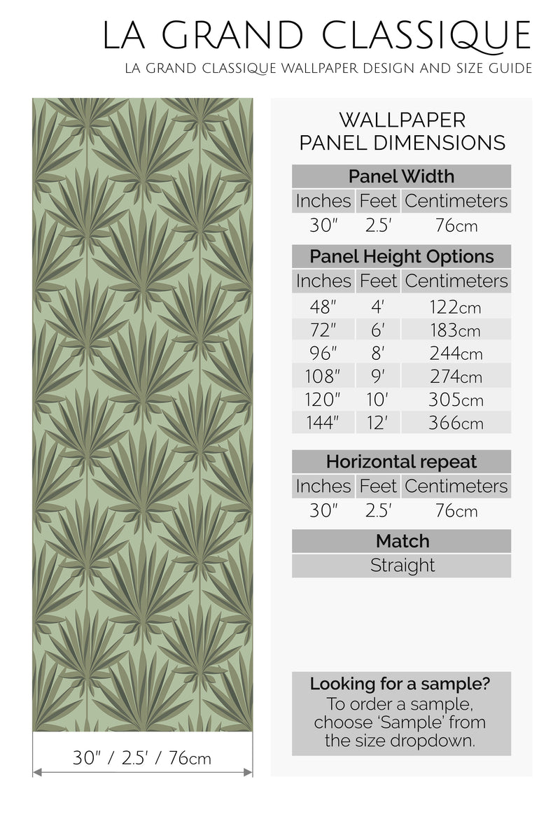 french palm peel and stick wallpaper specifiation