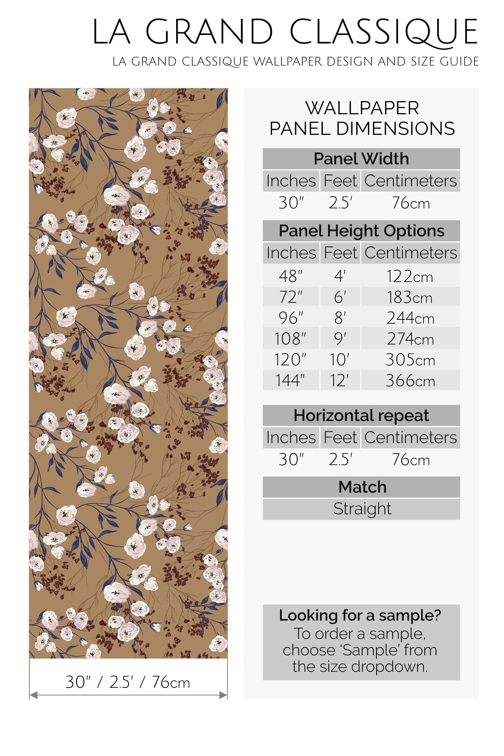 retro floral neutral peel and stick wallpaper specifiation