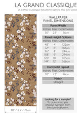 retro floral neutral peel and stick wallpaper specifiation