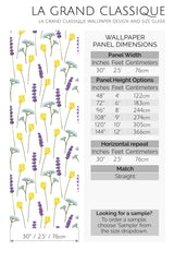 lavender meadow peel and stick wallpaper specifiation