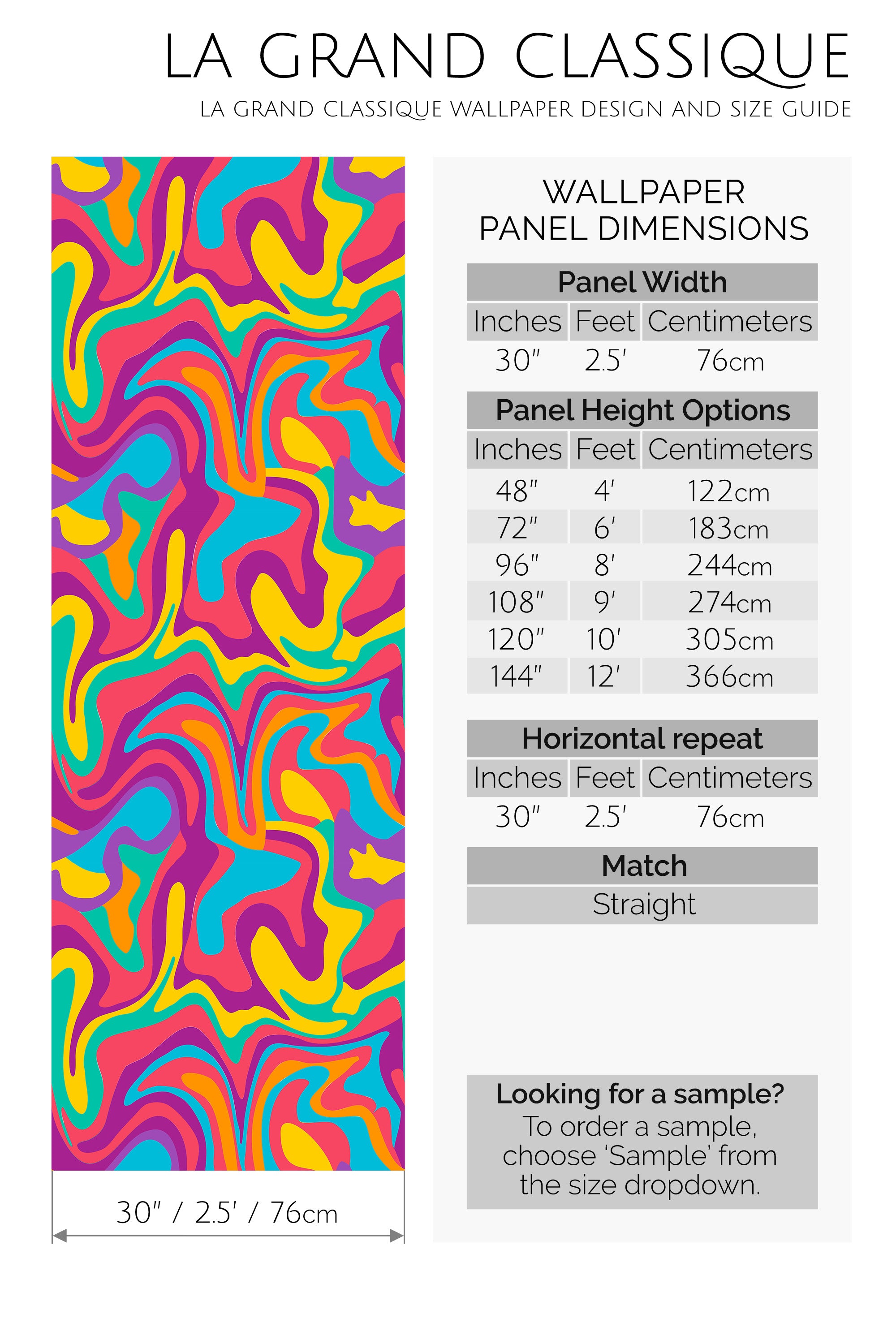 colorful wave peel and stick wallpaper specifiation