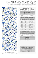 blue floral print peel and stick wallpaper specifiation