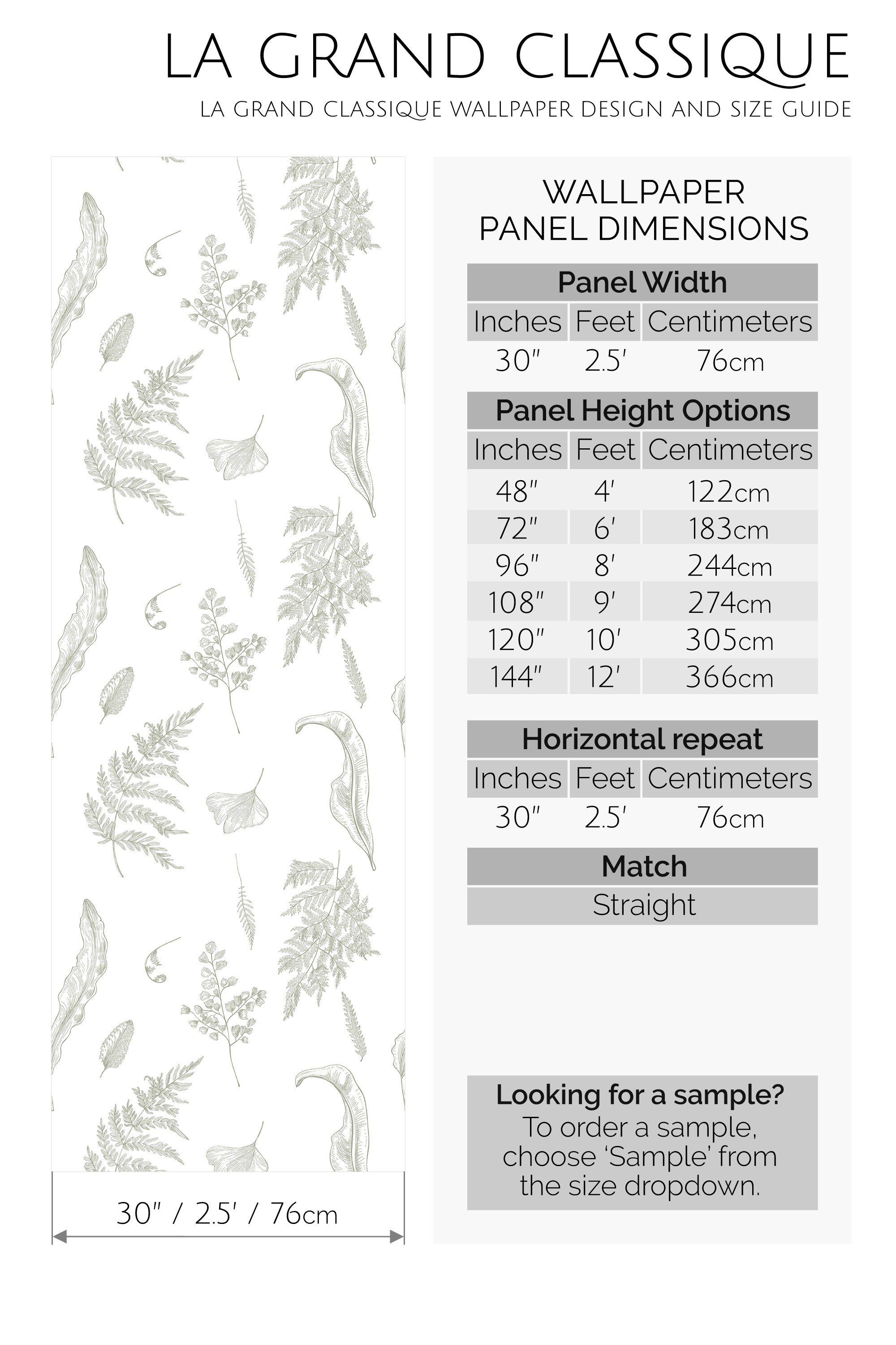 fern peel and stick wallpaper specifiation