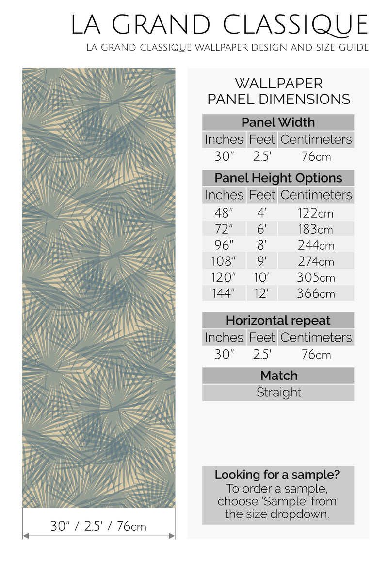 dark palm leaf peel and stick wallpaper specifiation