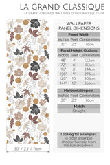 boho autumn peel and stick wallpaper specifiation