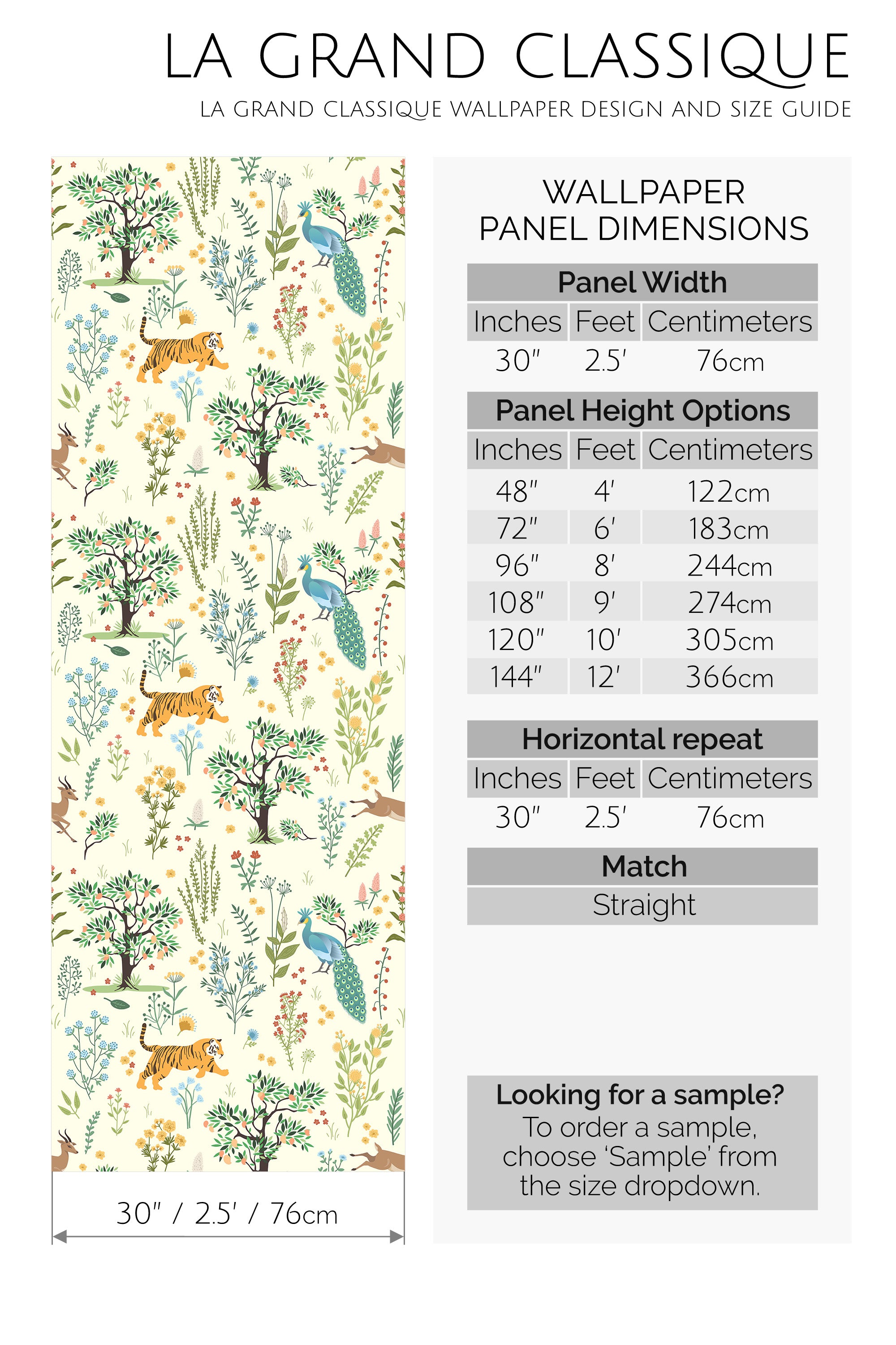 menagerie peel and stick wallpaper specifiation