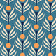 Blue art deco leaf Wallpaper