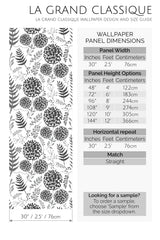 monochrome floral peel and stick wallpaper specifiation