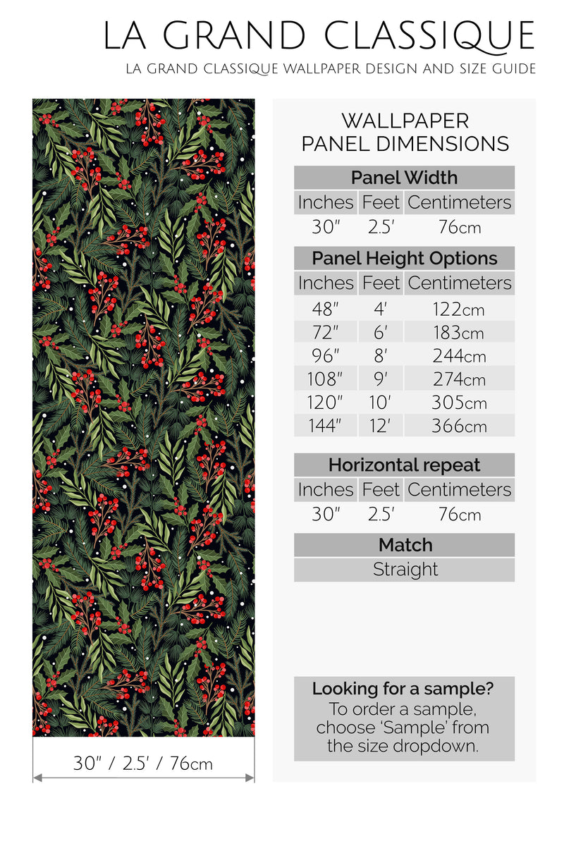 green and red christmas peel and stick wallpaper specifiation