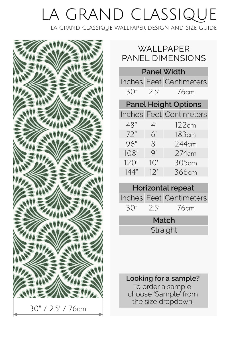 green art deco paisley peel and stick wallpaper specifiation